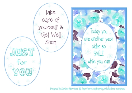 Watercolor Floral Card - Blue