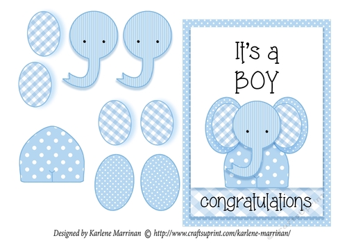 Its a BOY Elephant Card - Blue