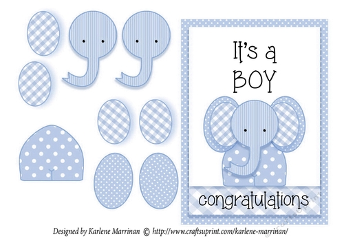 Its a BOY Elephant Card - Cottage Blue