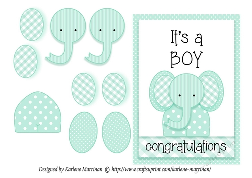 Its a BOY Elephant Card - Mint