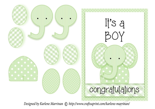 Its a BOY Elephant Card - Lime