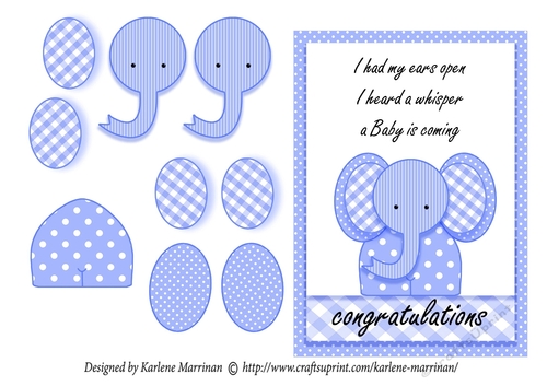 Baby News Elephant Card - Lavender Blue