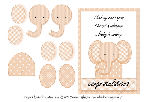 Baby News Elephant Card - Apricot