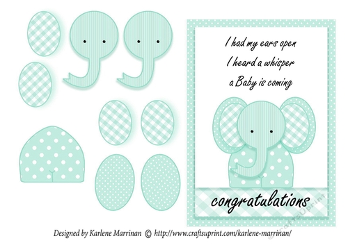 Baby News Elephant Card - Mint