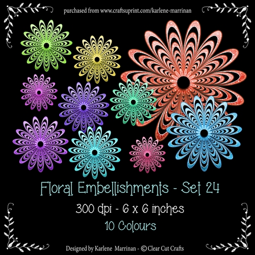 Digital Floral Embellishments - Set 24