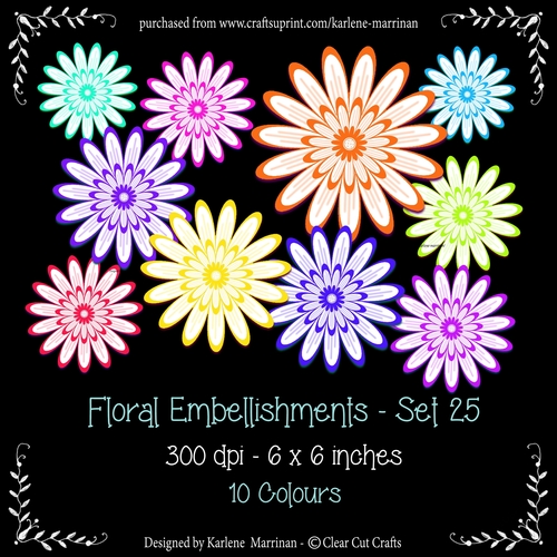 Digital Floral Embellishments - Set 25