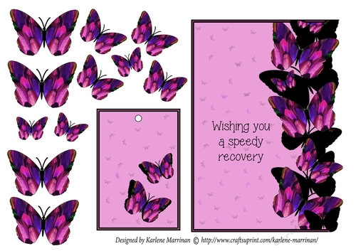 Butterfly Feather Card Topper - Pink