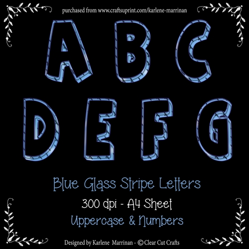 Blue Glass Stripe Letters - CU4CU