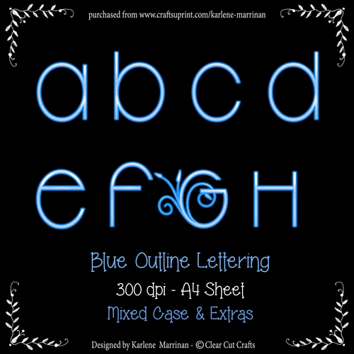 Blue Outline Alphabet Letters - CU4CU