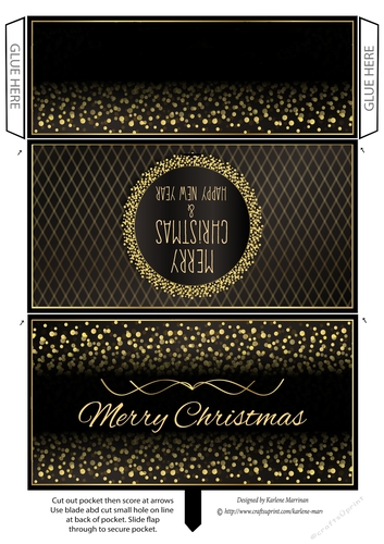 Black and Gold  Christmas Money/wallet/voucher Pocket