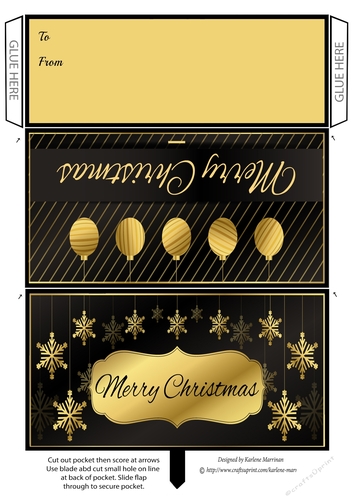Black and Gold Decorations Christmas Money/wallet/voucher Pocket