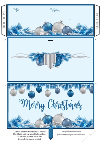 Blue Bauble Christmas Money/wallet/voucher Pocket