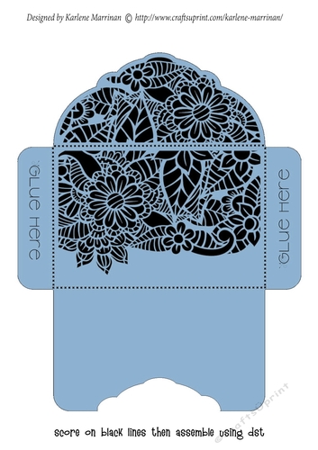 Floral Black Insert - Cottage Blue - Gift Voucher Pocket/Money Wallet