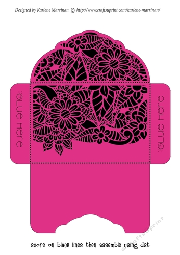 Floral Black Insert - Hot Pink - Gift Voucher Pocket/Money Wallet