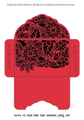 Floral Black Insert - Red - Gift Voucher Pocket/Money Wallet
