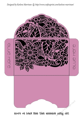Floral Black Insert - Rose Pink - Gift Voucher Pocket/Money Wallet