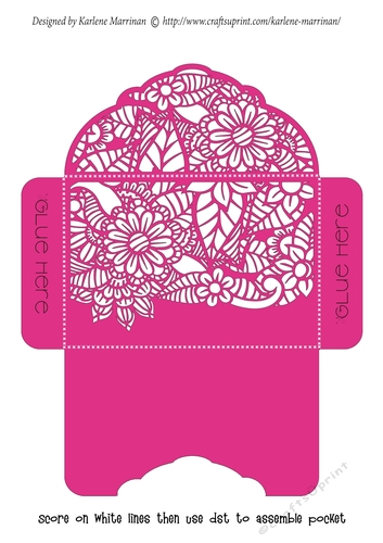 Floral White Insert - Hot Pink - Gift Voucher Pocket/Money Wallet