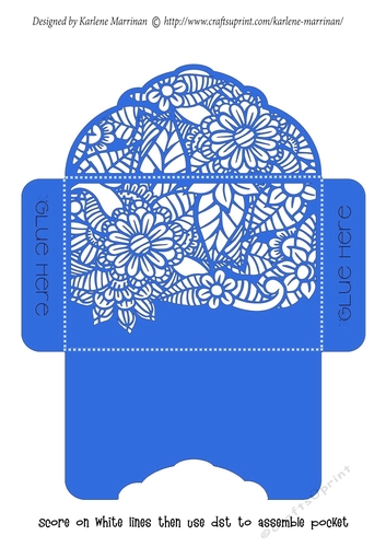 Floral White Insert - Royal Blue - Gift Voucher Pocket/Money Wallet