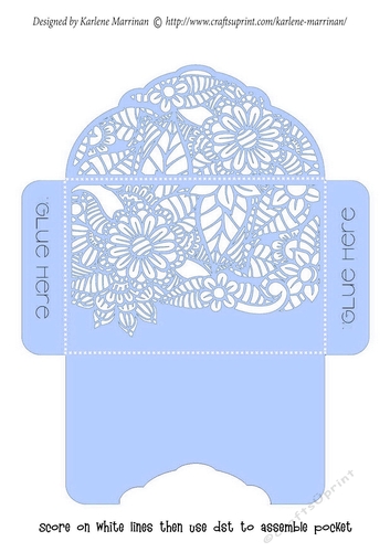 Floral White Insert - Light Blue - Gift Voucher Pocket/Money Wallet