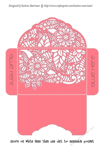 Floral White Insert - Salmon Pink - Gift Voucher Pocket/Money Wallet