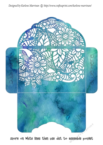 Floral White Insert - Blue alcohol - Gift Voucher Pocket/Money Wallet