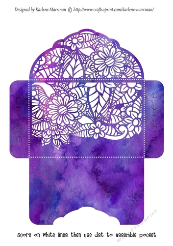 Floral White Insert - Purple alcohol - Gift Voucher Pocket/Money Wallet