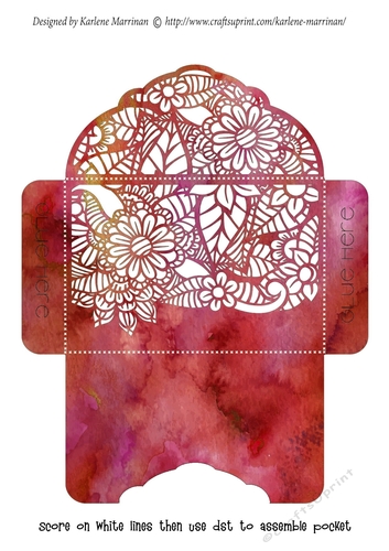 Floral White Insert - Red alcohol - Gift Voucher Pocket/Money Wallet
