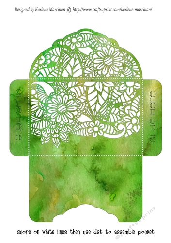 Floral White Insert - Green alcohol - Gift Voucher Pocket/Money Wallet