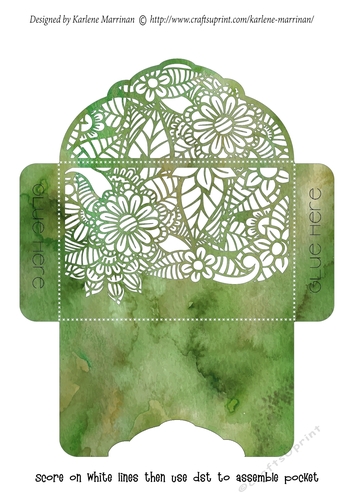 Floral White Insert - Olive alcohol - Gift Voucher Pocket/Money Wallet