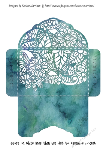 Floral White Insert -Turquoise alcohol - Gift Voucher Pocket/Money Wallet