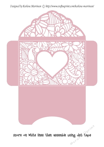 Floral White Insert - Pink Heart - Gift Voucher Pocket/Money Wallet