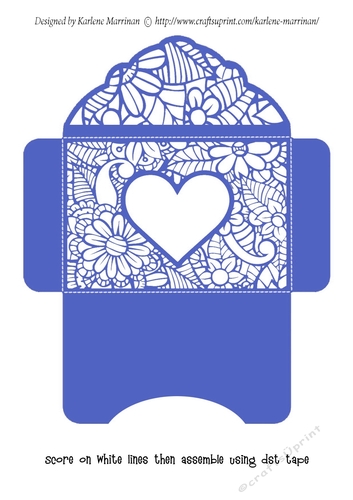 Floral White Insert - Dark Blue Heart - Gift Voucher Pocket/Money Wallet