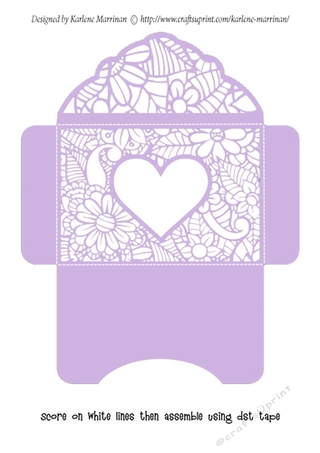 Floral White Insert - Mauve Heart - Gift Voucher Pocket/Money Wallet
