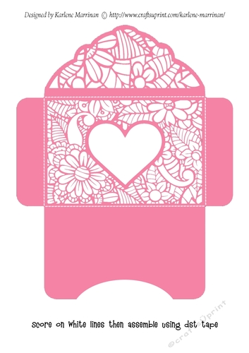 Floral White Insert - Candy Pink Heart - Gift Voucher Pocket/Money Wallet