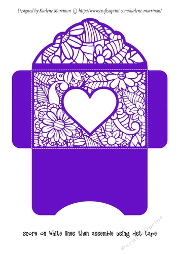 Floral White Insert - Purple Heart - Gift Voucher Pocket/Money Wallet