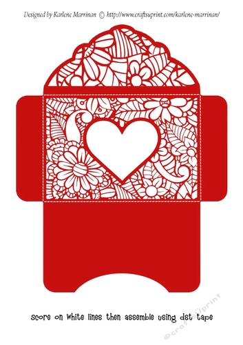 Floral White Insert - Red Heart - Gift Voucher Pocket/Money Wallet