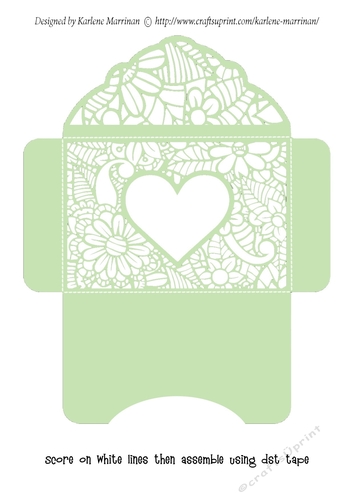 Floral White Insert - Soft Green Heart - Gift Voucher Pocket/Money Wallet