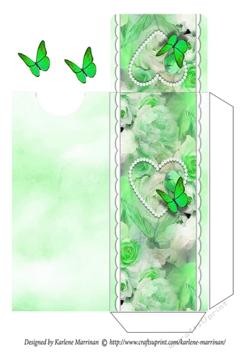 Elegant Floral Butterfly - Green - Gift Voucher Pocket/Money Wallet