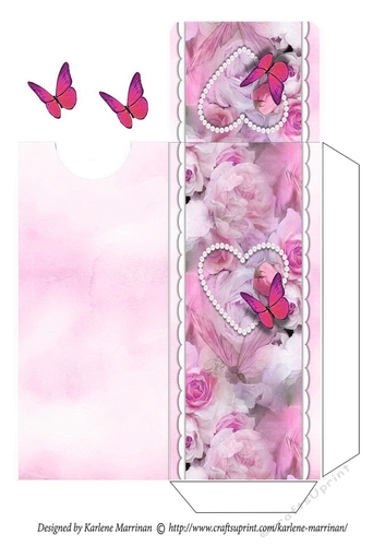Elegant Floral Butterfly - Pink - Gift Voucher Pocket/Money Wallet