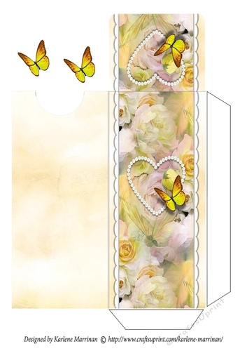 Elegant Floral Butterfly - Yellow - Gift Voucher Pocket/Money Wallet