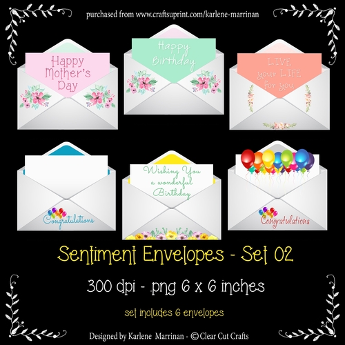 Envelope Embellishments with Sentiments - Set 02 - CU4CU