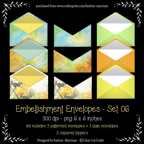 Envelope Embellishments - Set 06 - Yellow Spring - CU4CU