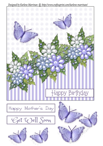 Butterfly & Blossom Card Topper - Mauve
