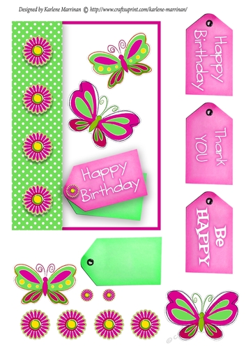 Happy Happy Happy Card Topper - Pink
