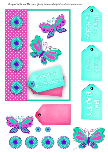 Happy Happy Happy Card Topper - Aqua