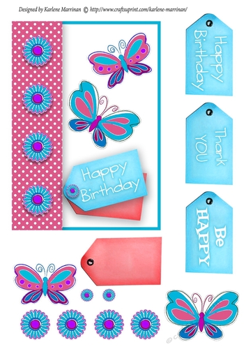 Happy Happy Happy Card Topper - Blue