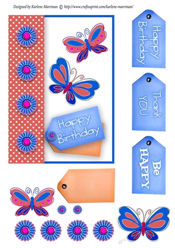 Happy Happy Happy Card Topper - Cottage Blue