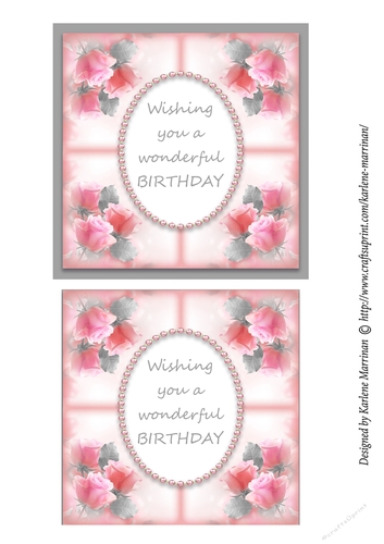 Misty Rose Corner Card Topper - Red