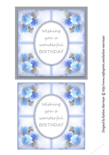 Misty Rose Corner Card Topper - Blue