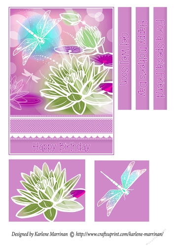 Bright Dragonfly Card Topper - Pink